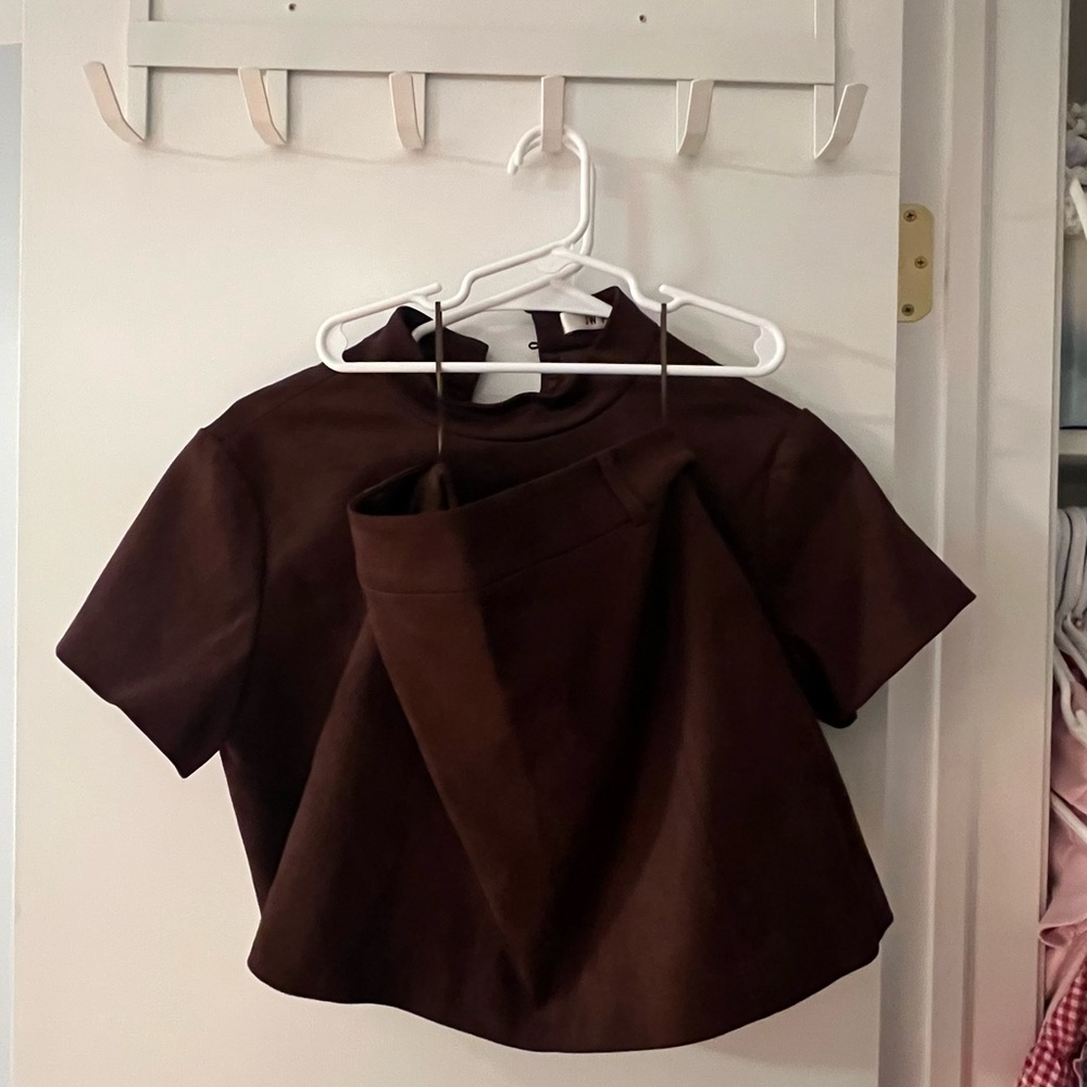 JW PEI | Grace Faux Suede Crop Top and Mini Skirt Set - Chocolate Brown - Picture 4 of 7